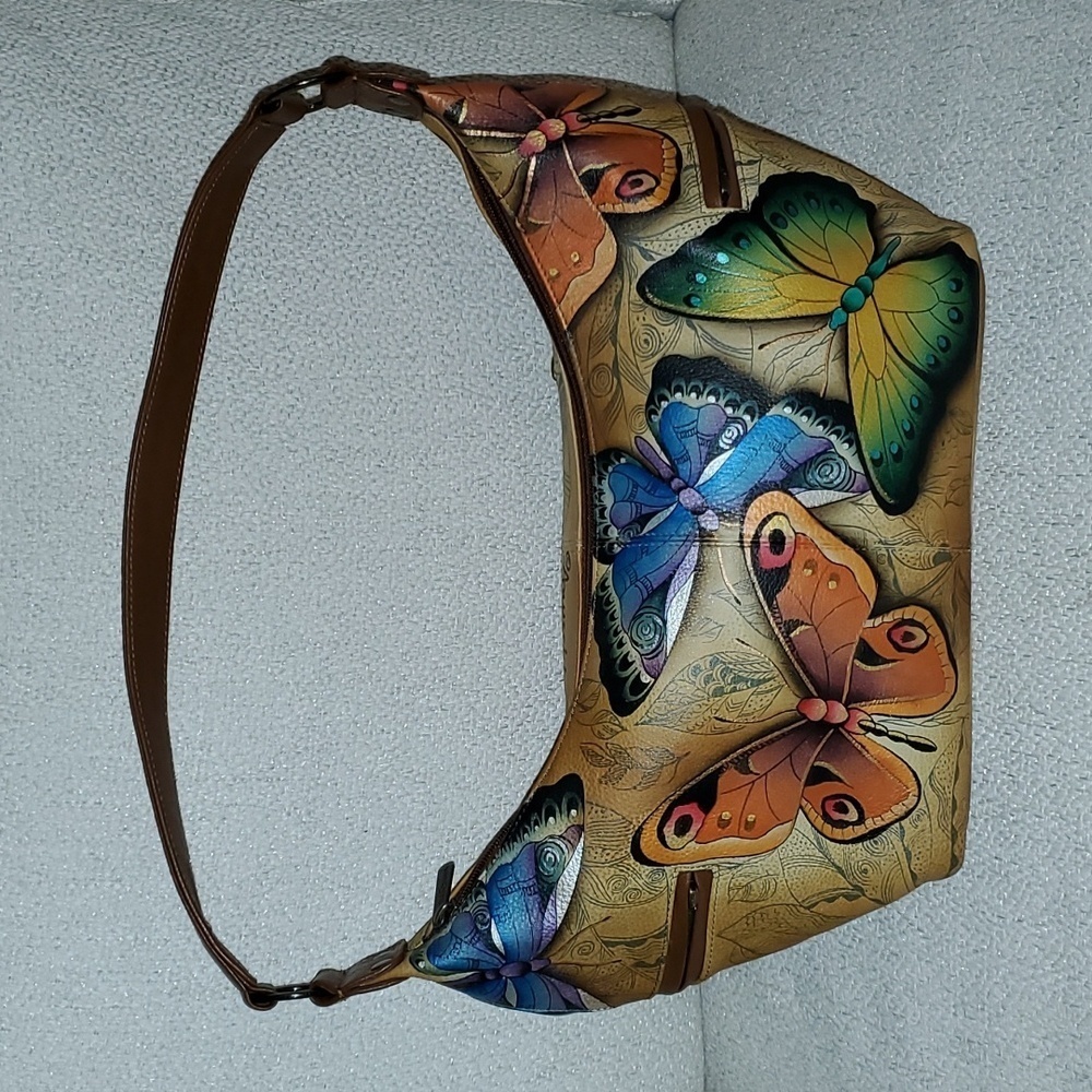 NWT Anuschka Butterfly Hobo Shoulder Bag Purse